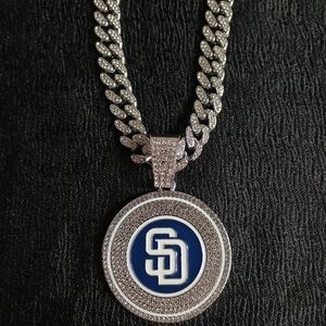 San Diego Padres 20 Inch Hip Hop Necklace Pendant Cuban Chain Link MLB Baseball